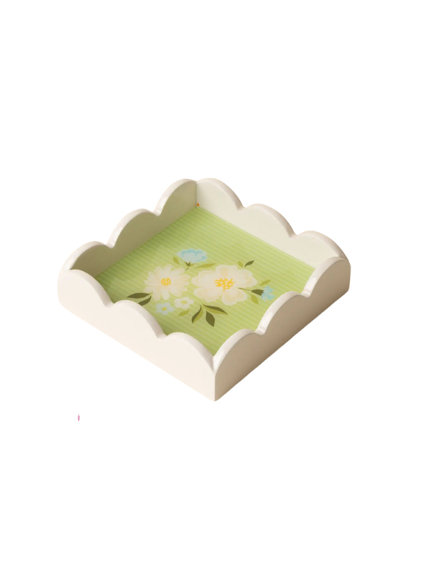 Floral Green Scallop Trinket Tray