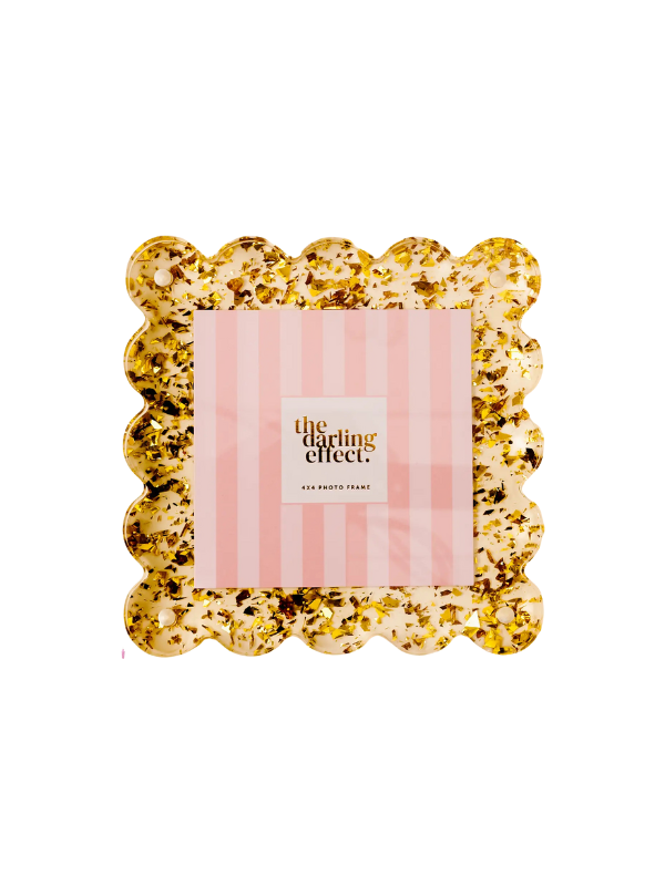 Square Scalloped Acrylic Frame - Confetti Gold