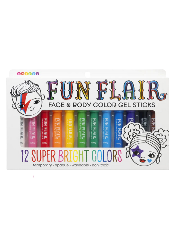 Fun Flair-Face & Body Color Gel Sticks-Set of 12