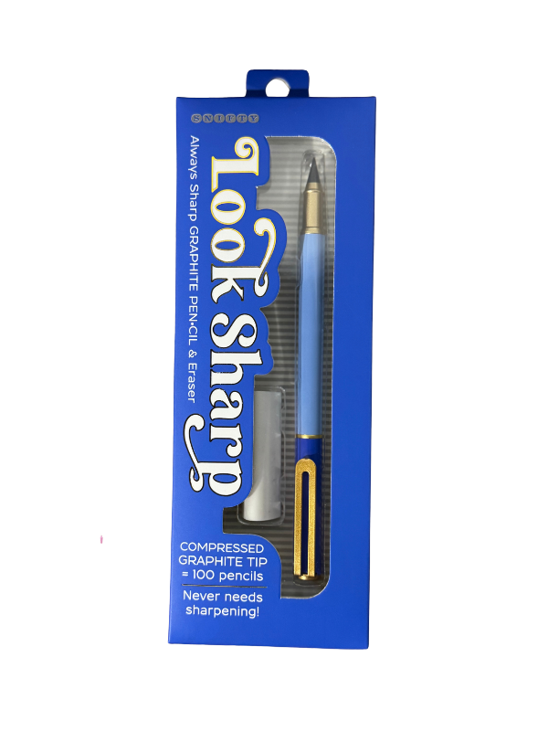 Look Sharp Pencil & Eraser Set in Blue