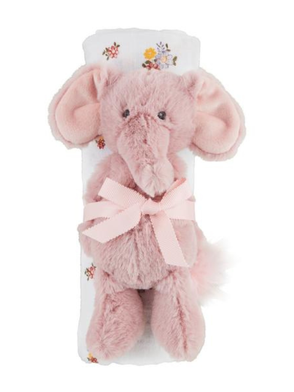 Floral Swaddle And Rattle Set