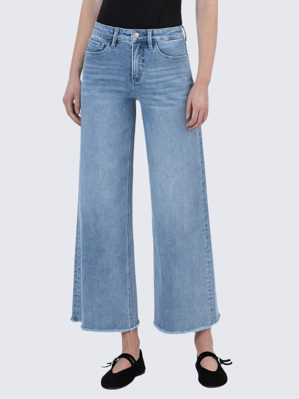 High Rise Ankle Wide Leg Jeans