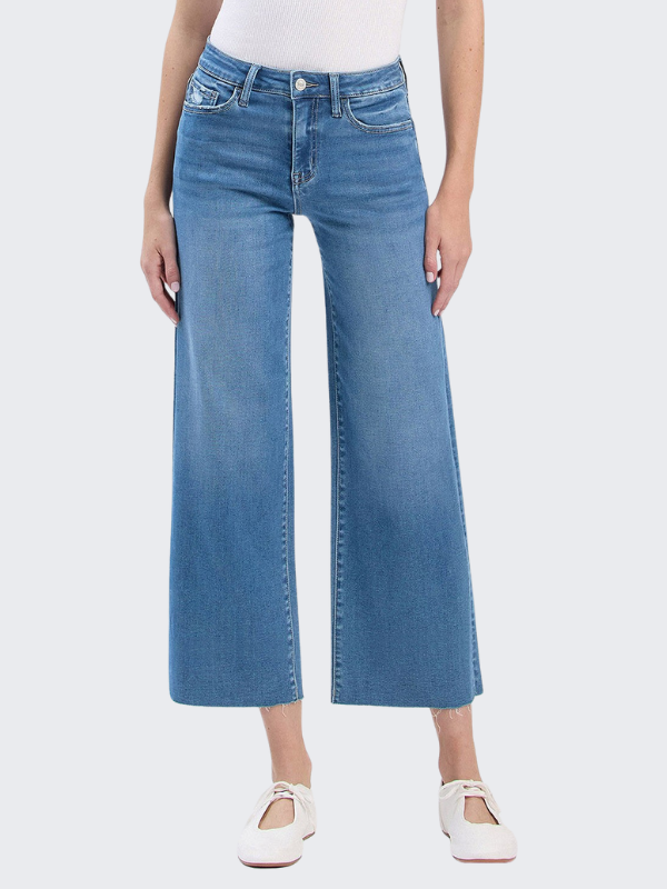 Aileeah High Rise Crop Slim Wide Jeans