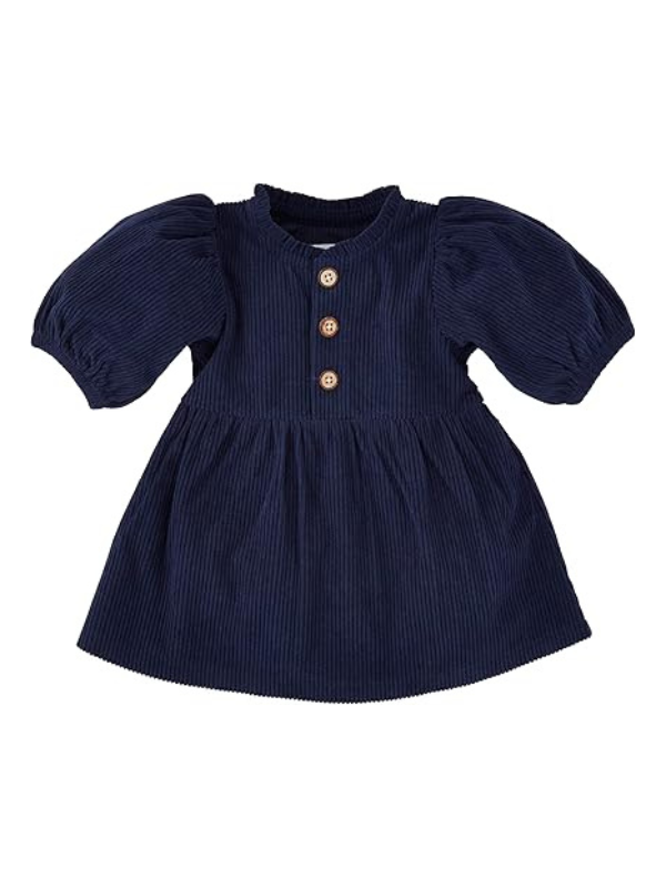 Baby Girls Children Solid Corduroy Dress in Navy