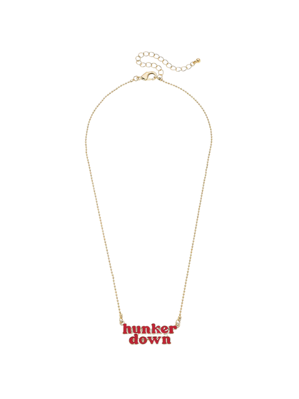 Hunker Down Necklace in Red/Shiny Gold