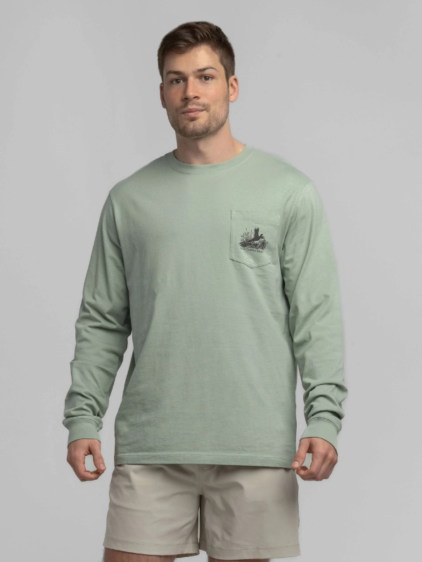 Field And Feathers Long Sleeve Tee in Iceberg Green By Southern Shirt Co.