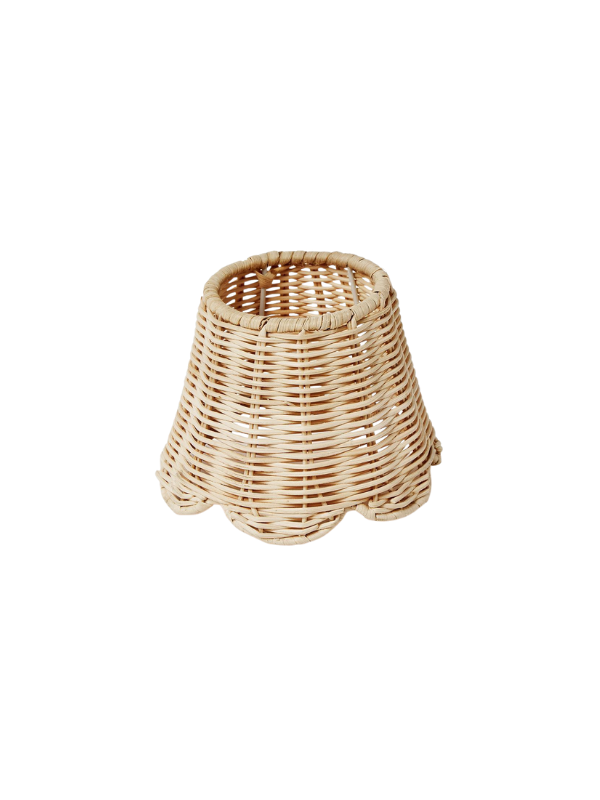 Rattan Lamp Shade Cover with Scallop Edge