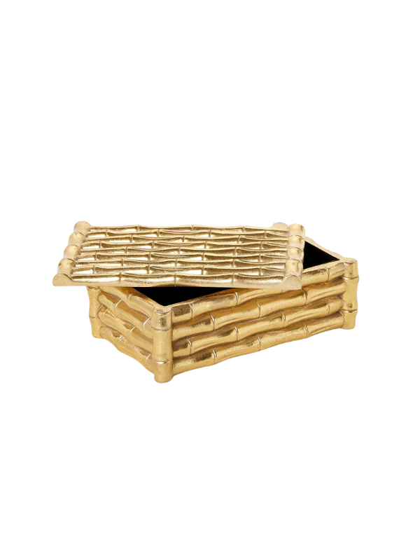 Gold Bamboo Box with Velvet Lining