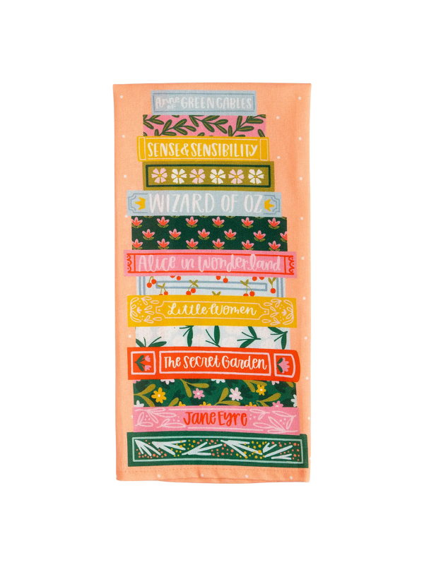 Classic Book Stack Tea Towel