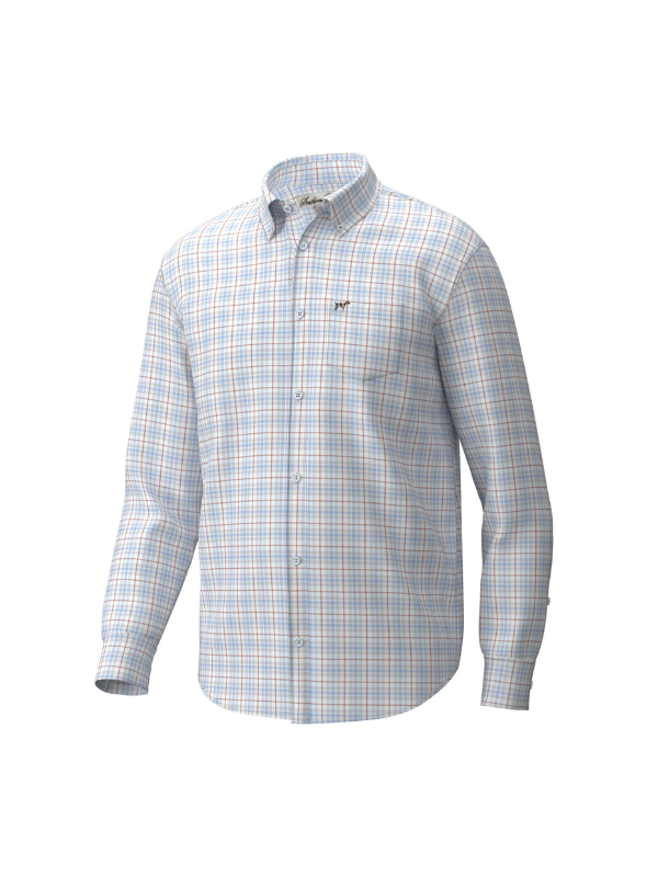 Hadley Luxe Long Sleeve in Harvey Plaid Blue Sky & Burnt Sienna