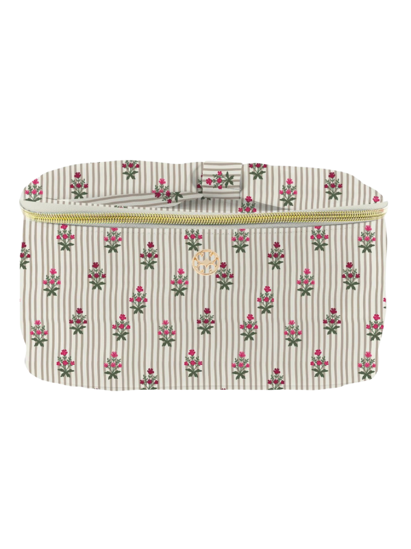 Kiss & Makeup Bag in Cottage Stripes