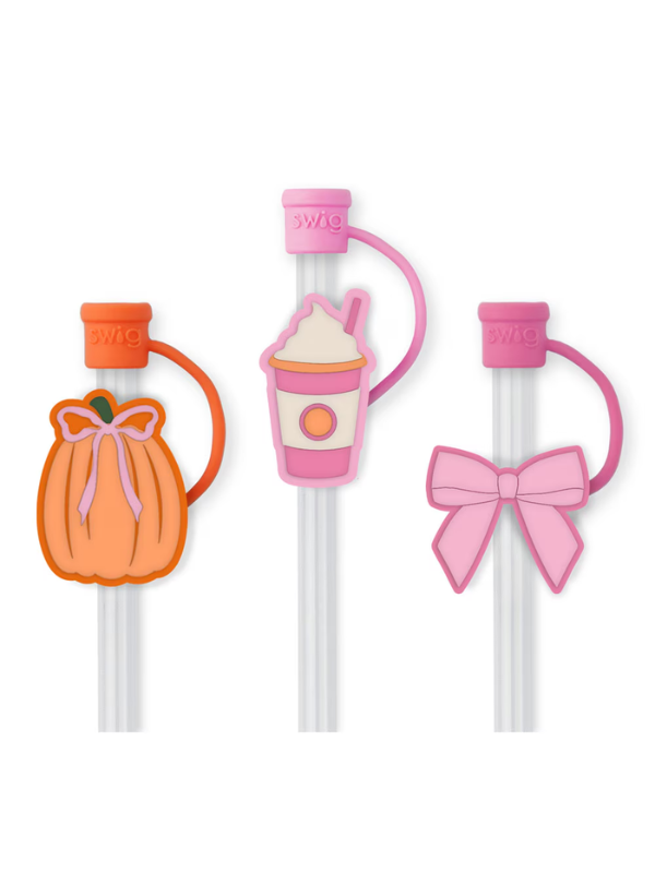 Pumpkins and Bows Straw Topper Set By Swig