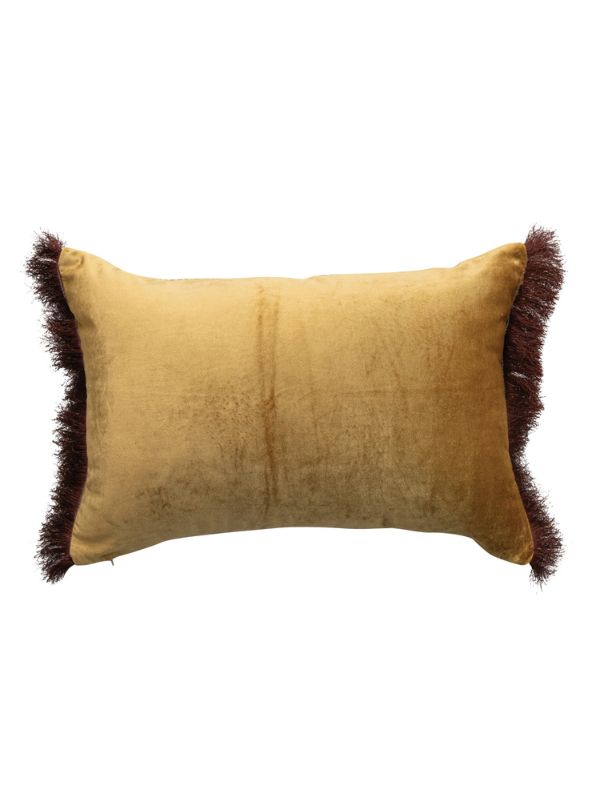 Tibetan Tiger & Fringe Velvet Pillow