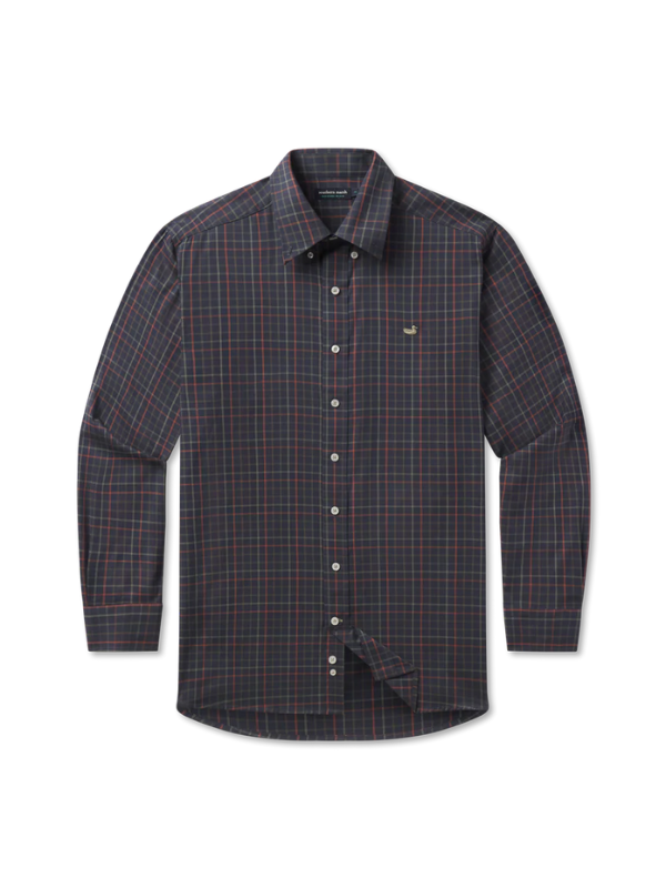 Chateau Windowpane Dress Shirt in Navy/Dark Olive By Southern Marsh