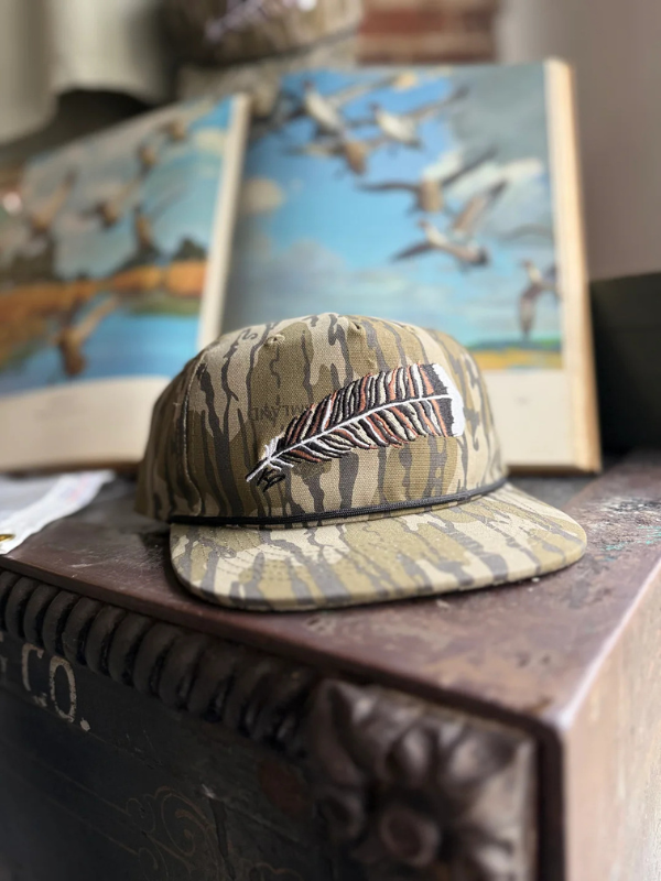 Turkey Feather - Rope Hat in Bottomlands Camo