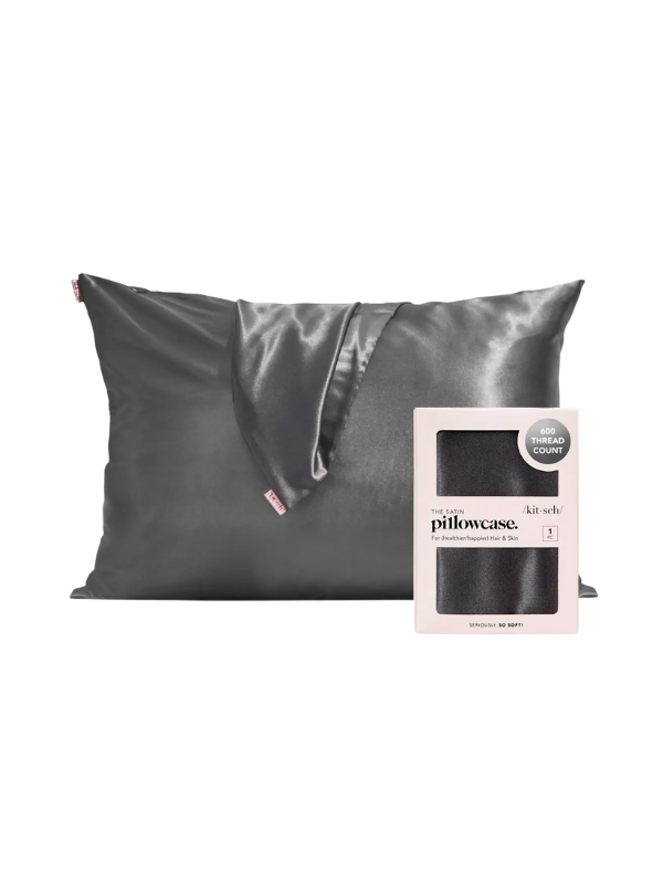 Charcoal Standard Satin Pillow Case by Kitsch