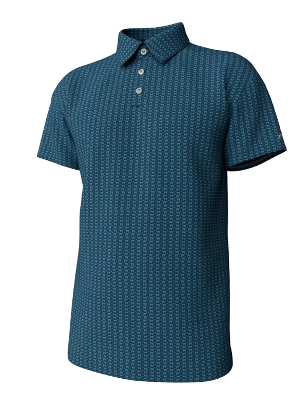 Hertiage Print Greyton Performance Polo in Mallard Blue & Mountain Spring By Southern Point Co.