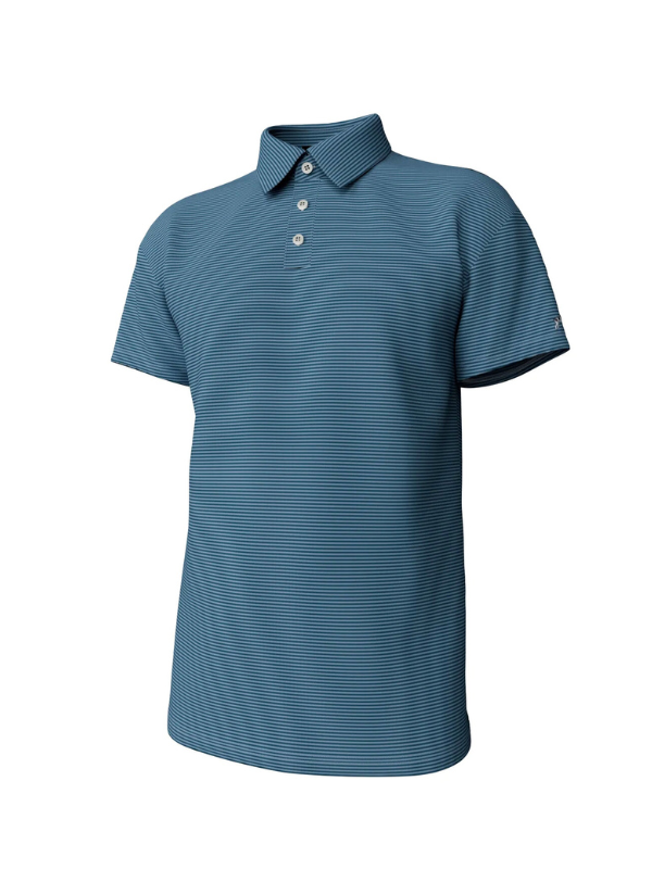 Hinton Stripe Polo in Mallard Blue & Mountain Spring By Southern Point Co.