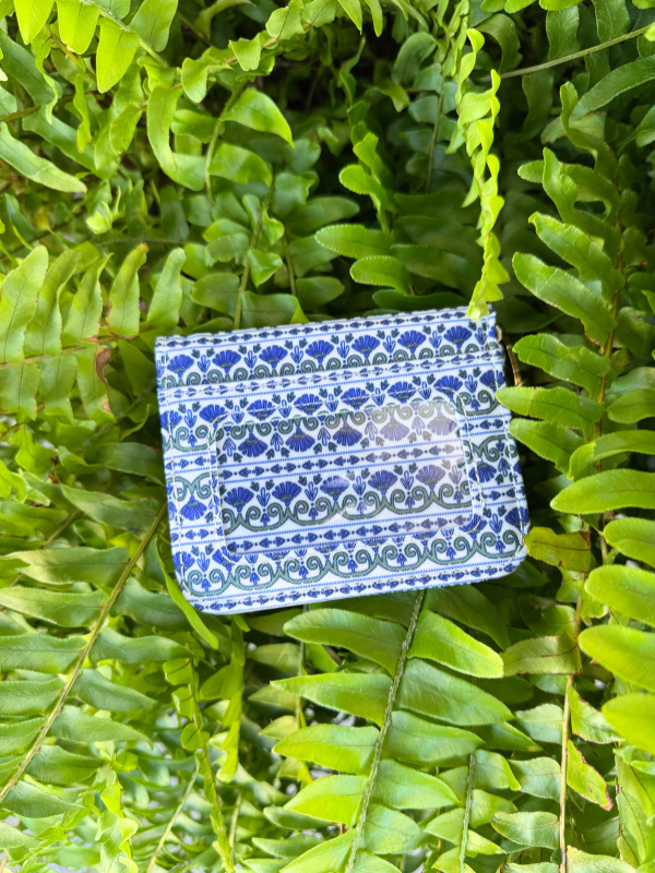 Navy Floral Foulard ID Wallet