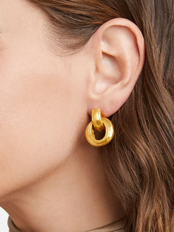 Cannes Doorknocker Gold Earrings by Julie Vos