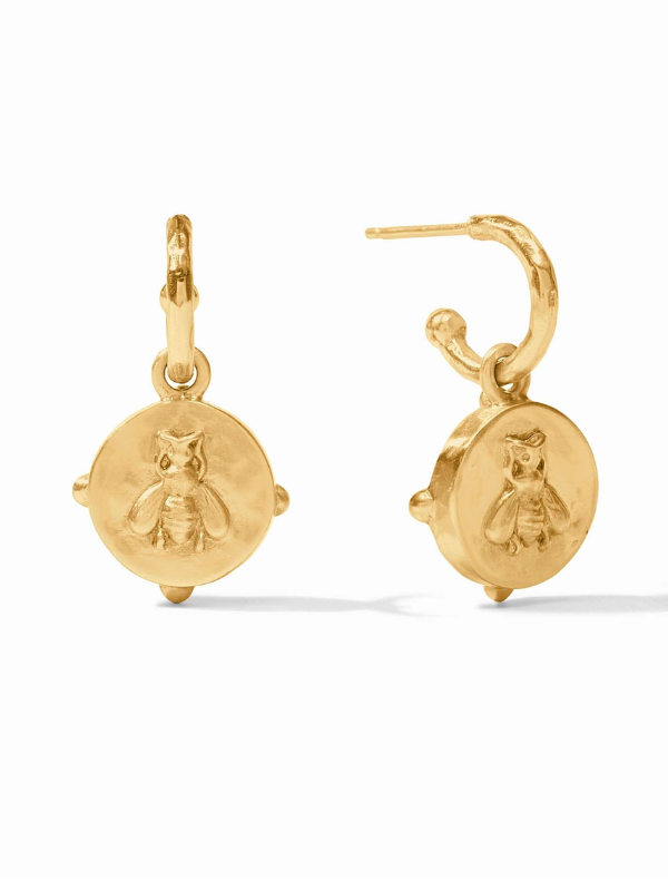 Pearl Honeybee Hoop & Charm Gold Earring by Julie Vos