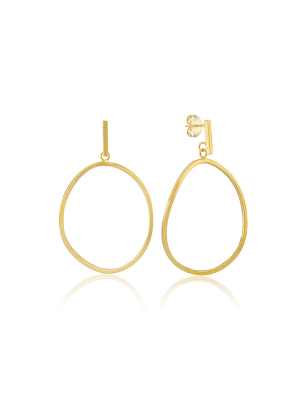Twisted Oval Hoop Earrings in Brushed Gold by Sheila Fajl