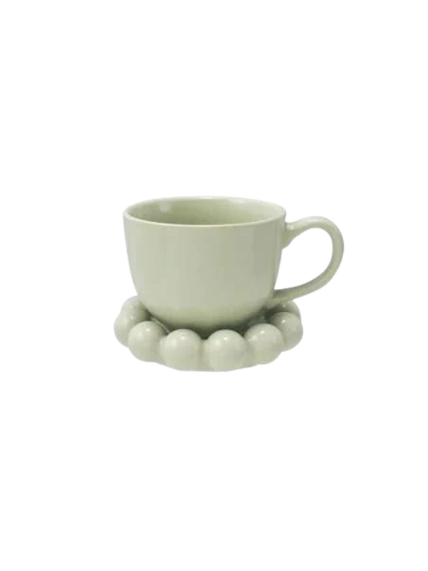Stoneware Mug With Bubble Saucer