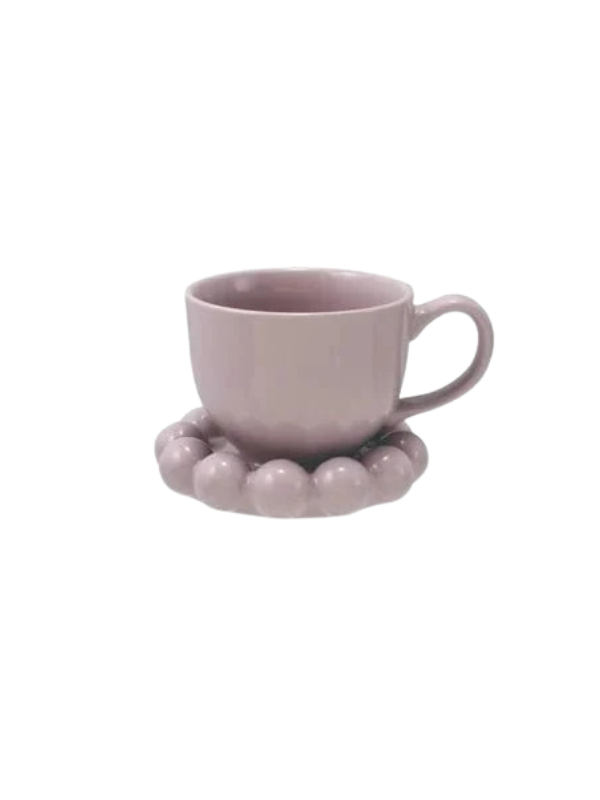 Stoneware Mug With Bubble Saucer