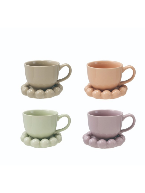 Stoneware Mug With Bubble Saucer