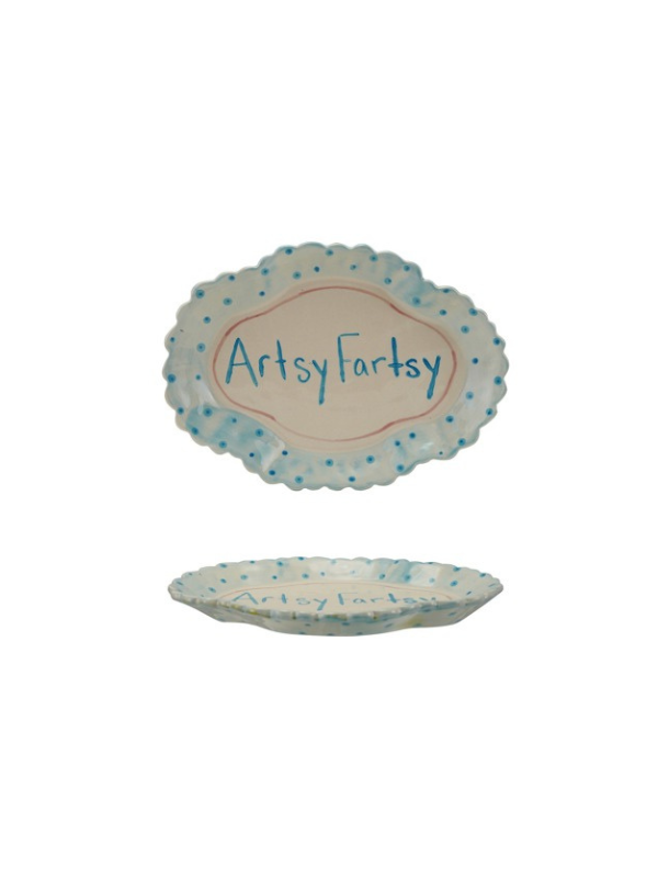 Artsy Fartsy Stoneware Scalloped Platter