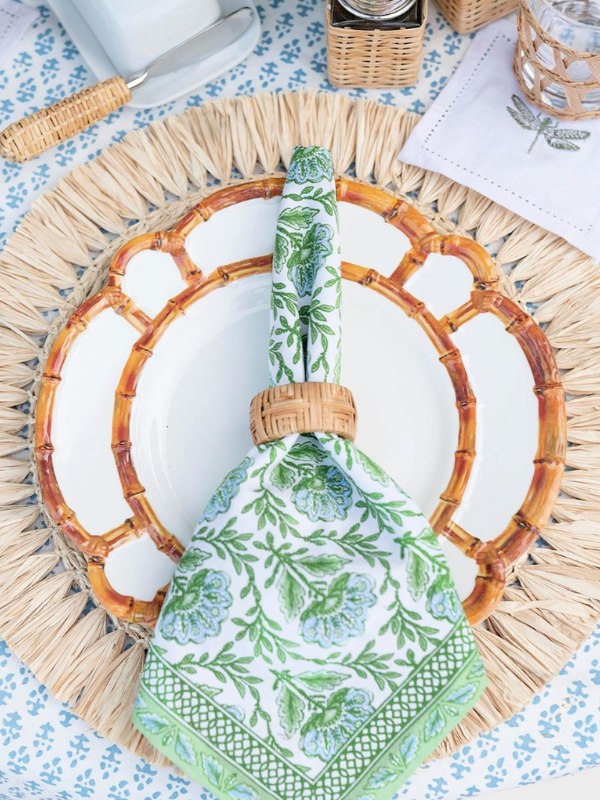 Bamboo Salad/Dessert Plates with Bamboo Rim