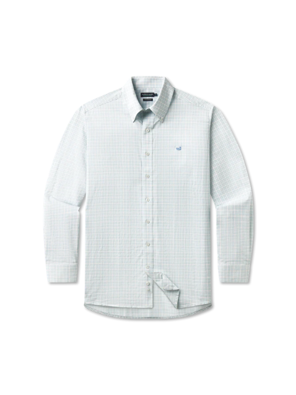 Dyer Performance Gingham Dress Shirt in Light Blue & Mint By Southern Marsh