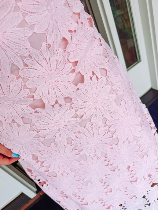 Pink Daisy Lace Midi Skirt