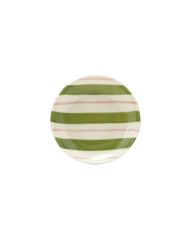 Hand-Painted Stoneware Striped Dish- 4 Styles