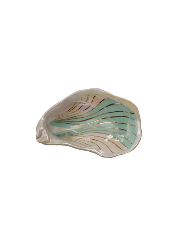 Ceramic Oyster Dish With Gold Accents