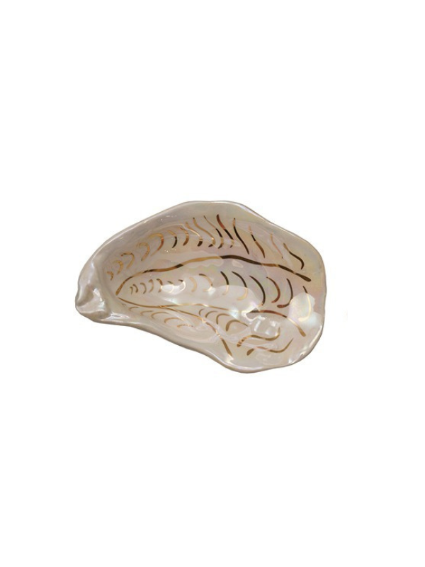 Ceramic Oyster Dish With Gold Accents