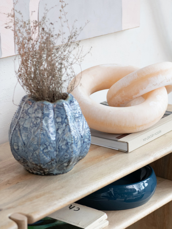 Blue Stoneware Planter