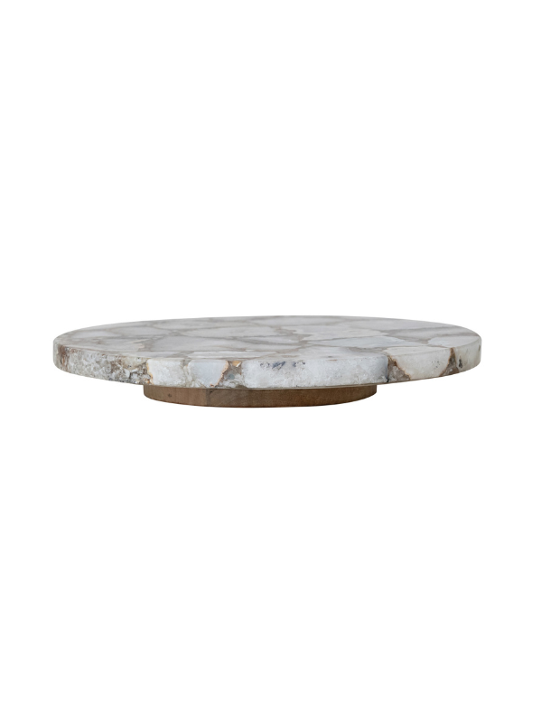 Agate Lazy Susan With Mango Wood Base