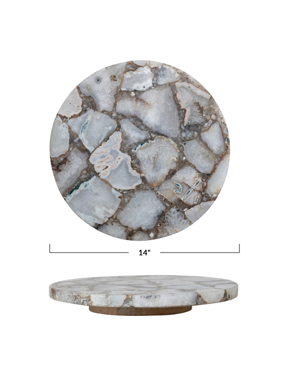 Agate Lazy Susan With Mango Wood Base