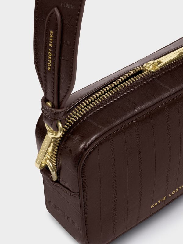 Avery Small Crossbody Bag in Chocolate Eel By Katie Loxton