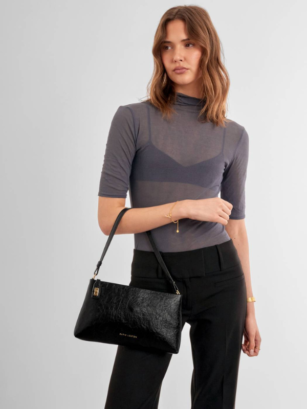 Orin Twist Lock Small Shoulder Bag in Black By Katie Loxton