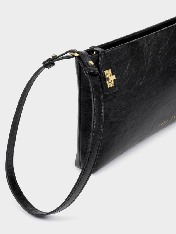 Orin Twist Lock Small Shoulder Bag in Black By Katie Loxton