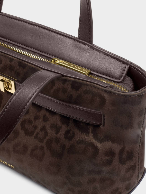 Orin Top Handle Crossbody Bag in Chocolate Leopard By Katie Loxton