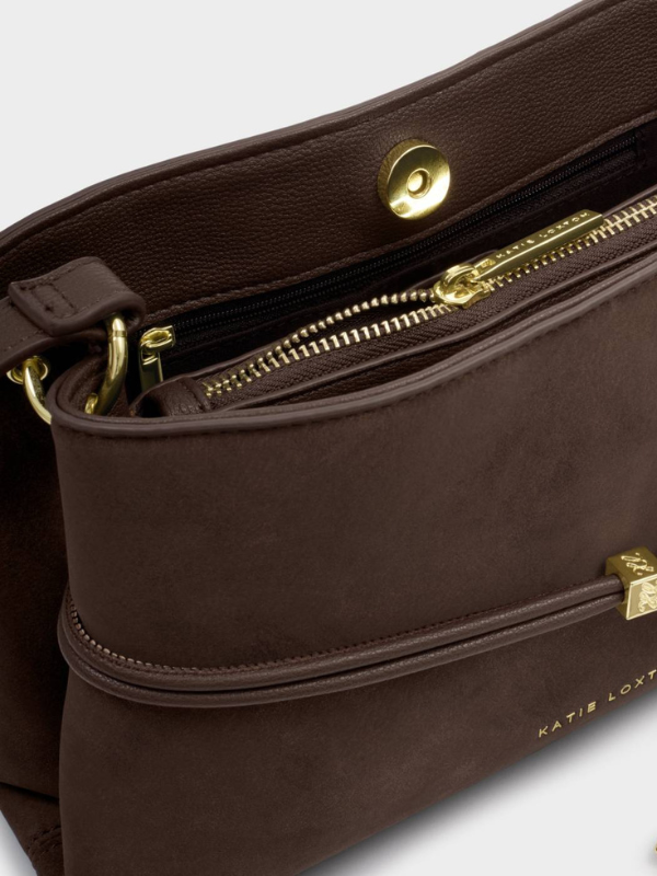 Lori Suedette Crossbody Bag in Bitter Chocolate By Katie Loxton