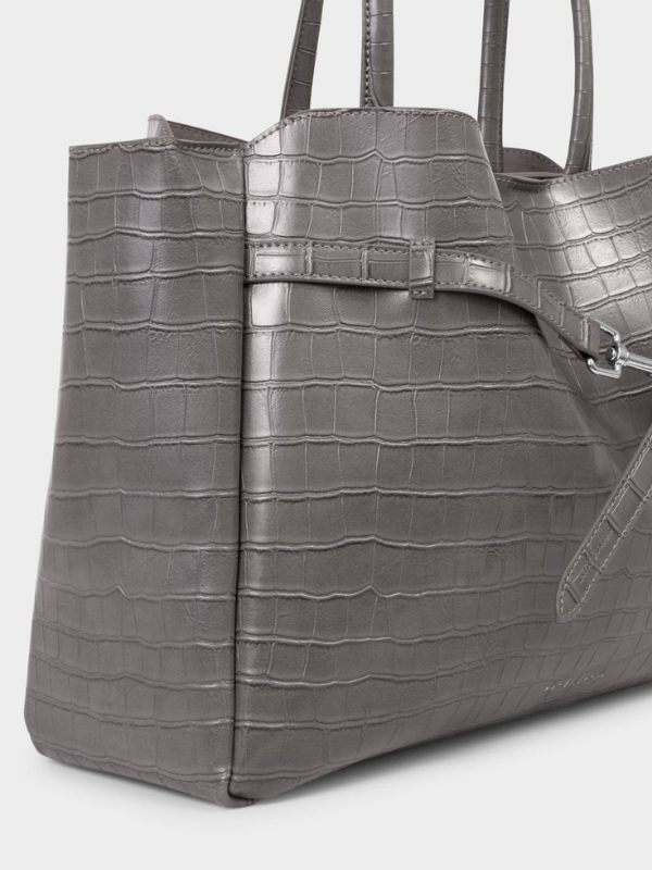 Maddie Work Tote Bag in Grey Faux Croc By Katie Loxton