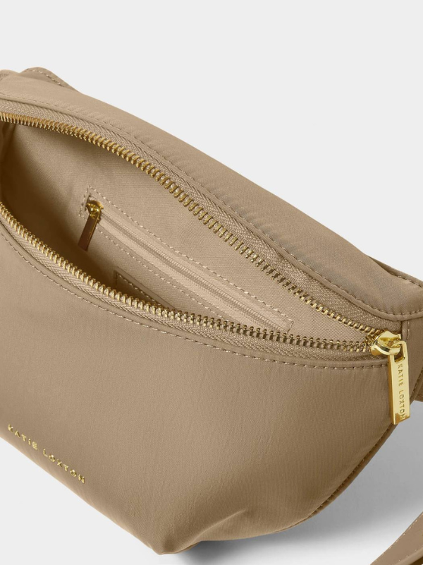 Nylon-Luxe Belt Bag in Taupe By Katie Loxton