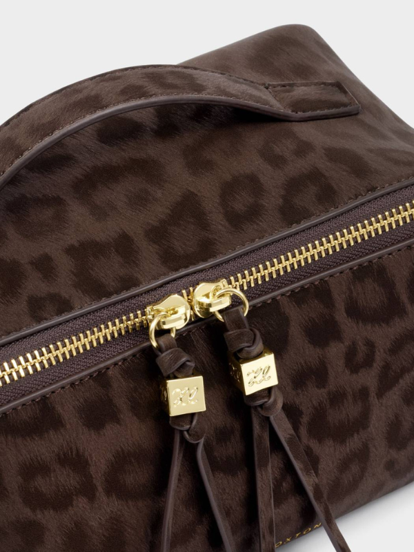 Soho Medium Makeup & Toiletry Bag in Chocolate Leopard By Katie Loxton