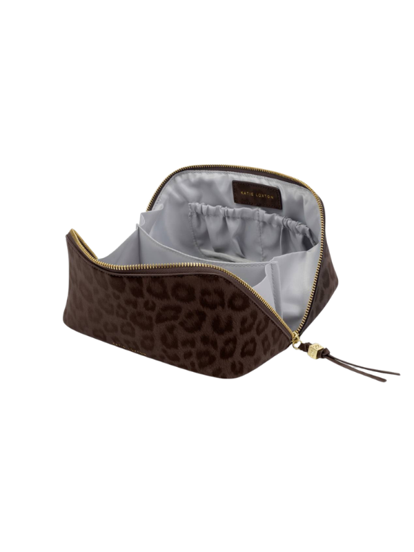 Soho Medium Makeup & Toiletry Bag in Chocolate Leopard By Katie Loxton