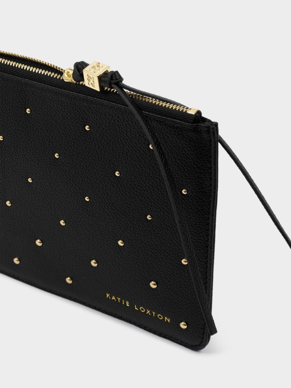 Black Tassel Charm Patent Crackle Pouch By Katie Loxton