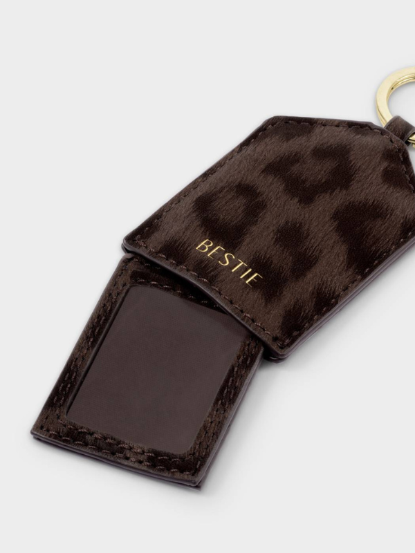 Bestie Boxed Photo Keychain in Chocolate Leopard By Katie Loxton
